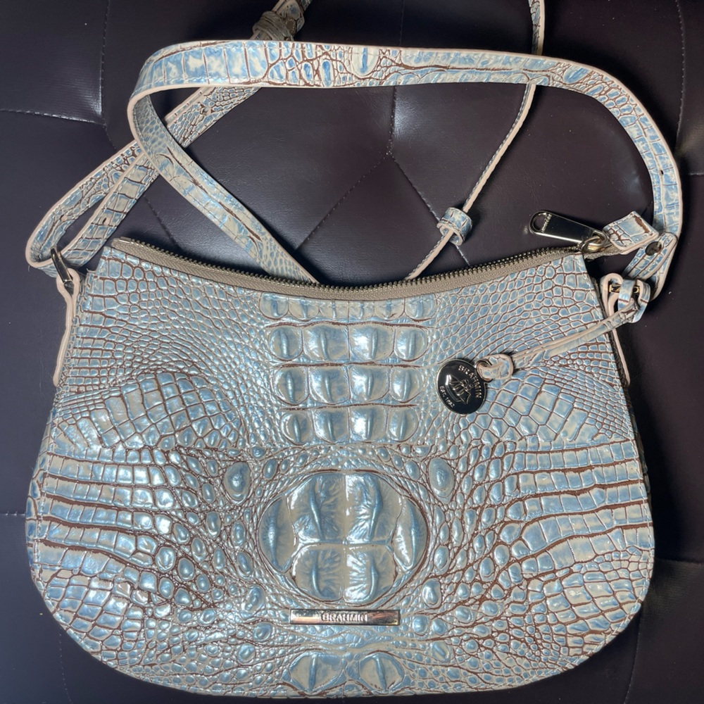Shayna Blue Haze Melbourne 
Croc-Embossed Shoulder Bag